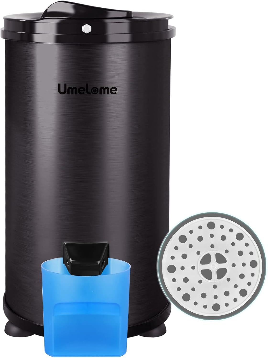 Spin Dryer 6kg by Umelome, Energy&Power Saving Spinner, Energy Efficiency Class: A+++, 2800 RPM Clothes Dryer, Gravity Drain dryer, Black