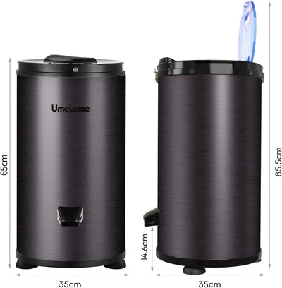 Spin Dryer 6kg by Umelome, Energy&Power Saving Spinner, Energy Efficiency Class: A+++, 2800 RPM Clothes Dryer, Gravity Drain dryer, Black